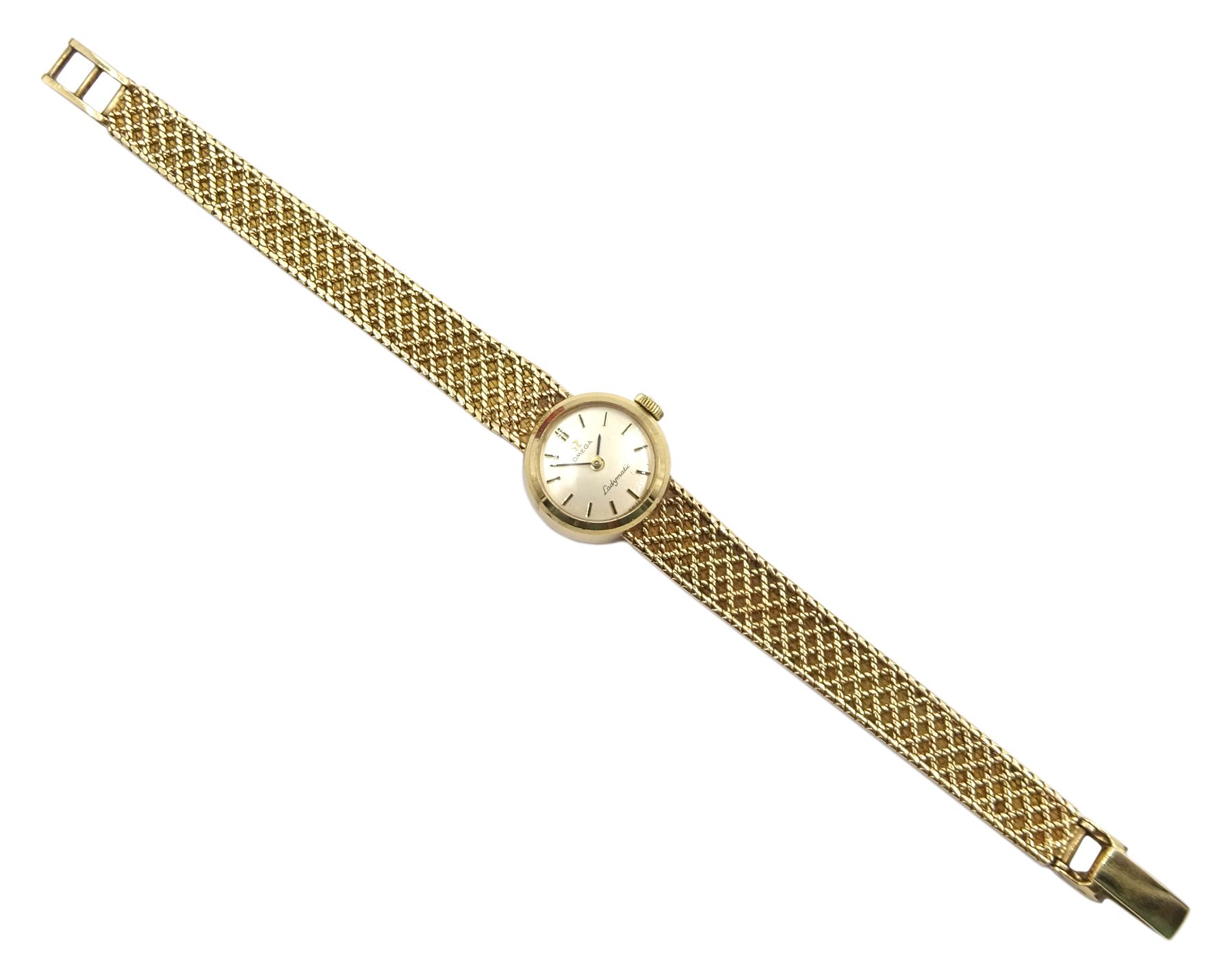 Omega Ladymatic 9ct gold bracelet wristwatch,  cal. 661, hallmarked, boxed