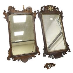 Two ornately carved wall mirrors with gilt detailing for restoration, L86cm