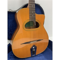 Takeharu MR-302 acoustic guitar by Kiso Suzuki, in carrying case