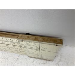Very large wooden slide rule, marked Thornton No P271 Log Log, L180cm