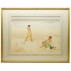 Sir William Russell Flint (Scottish 1880-1969): 'The Interrupted Reader', watercolour signed, titled and dated 1937 by the artist's hand on Fine Art Society label verso 50cm x 67cm