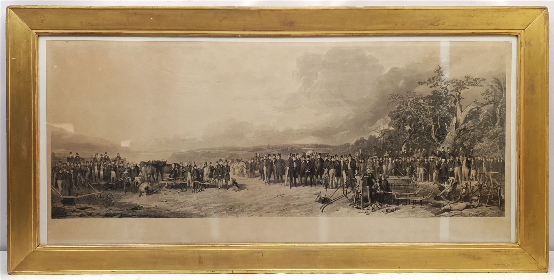 S W Reynolds engr. after Richard Ansdell (British 1815-1885): 'The Country Meeting of the Royal Agricultural Society', monochrome engraving pub. Thomas Agnew Manchester 1843, key to the individual figures verso 55cm x 127cm