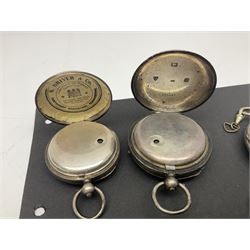 Five Victorian and Edwardian silver lever pocket watches including B.Mizakofsky, Leeds, S. Lichtenstein, Manchester and James Macken, Leeds, all with white enamel dials, Roman numerals and subsidiary seconds dials