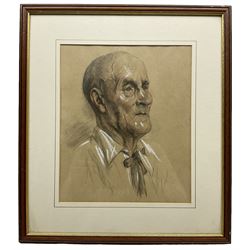 Attrib. Sir William Rothenstein (British 1872-1945): Portrait of an Elderly Gentleman, charcoal and chalk  unsigned 30cm x 25cm