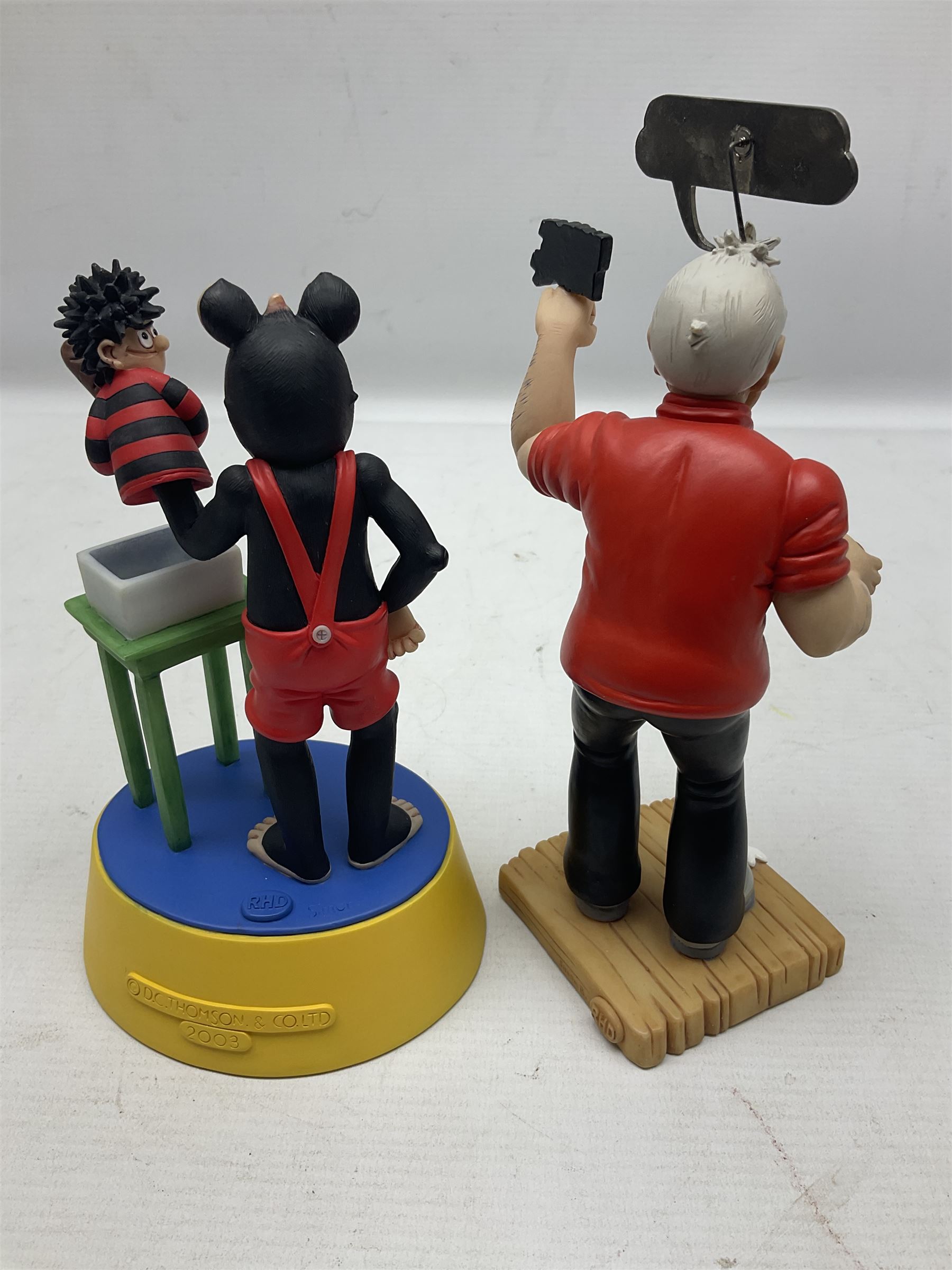 Seven limited edition Robert Harrop figures from the Beano Dandy collection, comprising The Beano Dandy Collection Bash Street Kids 50th Anniversary BSK50, Roger the Dodger's Dad You'd Better Be in There Roger!, two Desperate Dan Safe Cracker BDS13, The Beano Book Front Cover 1959 BDFC03, The Beano Book Front Cover 1973 BDFC01, some first editions, and Beano, Dandy Christmas 2013 The Beano Book 1975 The 10th Day of Christmas, no 137/200, BDCS13, all with boxes