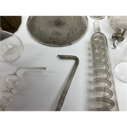 Collection of 19th century and later pharmaceutical laboratory glass, to include, volumetric flasks of various sizes, conical flask, stratus flask, etc (25) Provenance: discovered in the storeroom of a long established Hull pharmacist and opticians