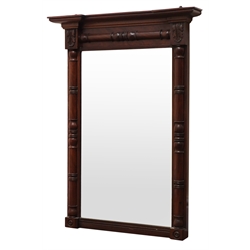  Regency mahogany pier mirror, upright plate with moulded cornice and split baluster turned moulding with acanthus carved and draught turned detail, H76cm, W55.5cm  
