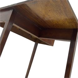 Mahogany rope twist jardiniere stand (H98cm); George III mahogany fold-over tea table (H75cm); occasional table with sectioned drawer (H72cm, W49cm, D37cm); upholstered stool (4)