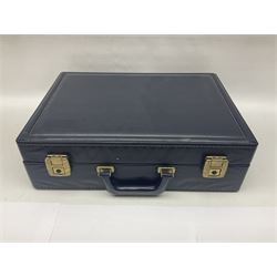 Bestecke Solingen canteen of gold plated cutlery for twelve place settings, including ladle, cake slice, fish servers, fish knives and forks, 108 pieces total, contained within a briefcase 