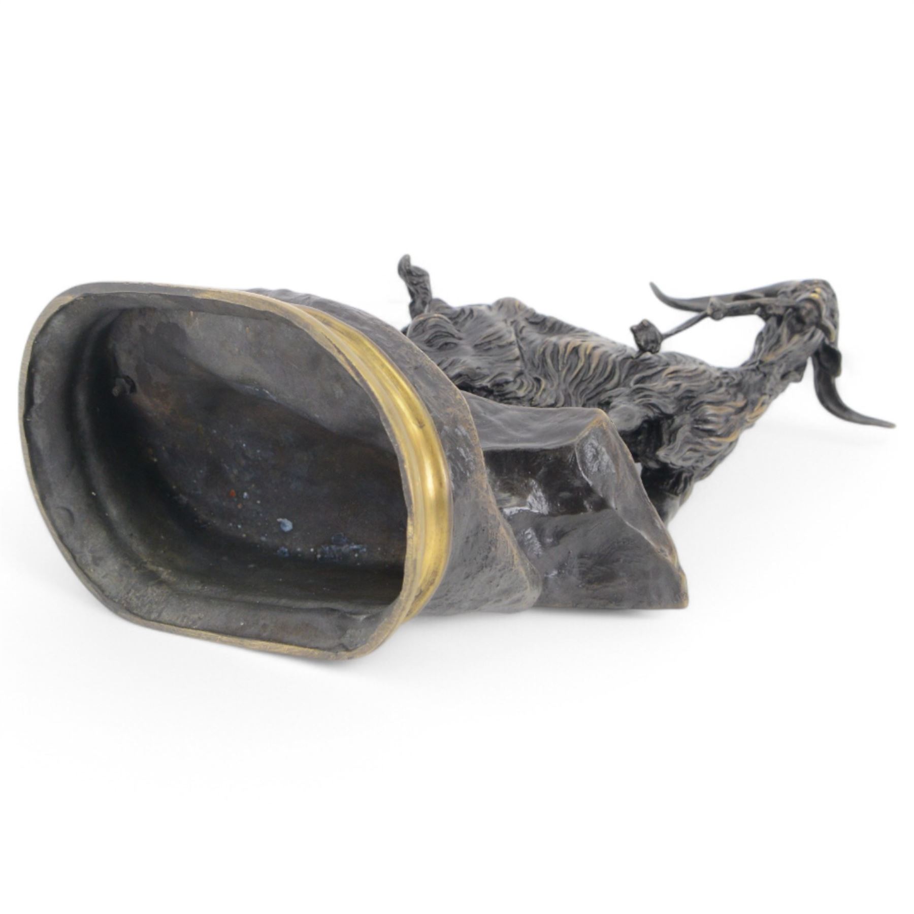 After Jules Moigniez, bronze figure of a goat climbing a rock, on oval plinth, inscribed signature, H28cm