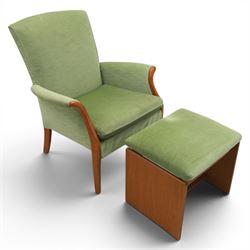 Parker Knoll - 'Froxfield' green armchair with associated stool