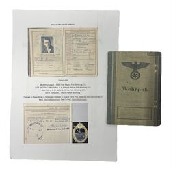 WW2 German Coastal Artillery Wehrpass fo