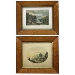Near pair of birdseye maple frames containing Baxter prints aperture 19cm x 26cm, frame 28cm x 35cm (2)