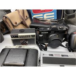 Quantity of Cameras , Lenses and Table Top Viewer- To be assessed 
Collection of cameras, lenses and photography equipment, to include Praktica EE2, Kowa SE, Kodak 66 model II, Inovar, lens Carl Zeiss Jena DDR Flektogon 2.4/35, lens Pentacon Electric f/2.8 135mm, Sunpak auto 2020, tripod  etc, together with a pair of Mark Scheffel 10x50 field binoculars.  