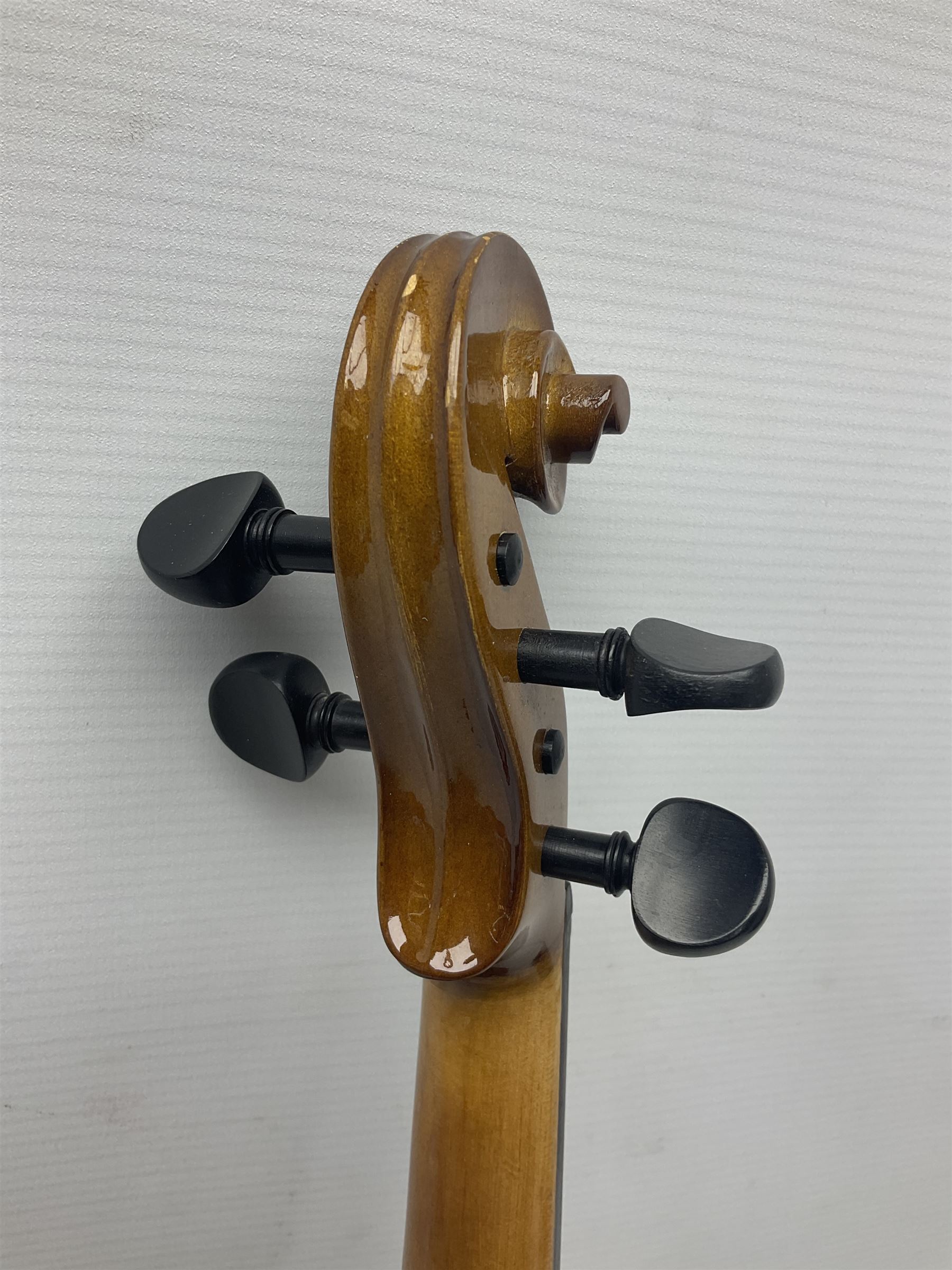 Stentor Student violin with 36cm two-piece back and spruce top, bears label 'The Stentor Student II No.1117807' L59cm; and another similar student's violin by Palatino (2)