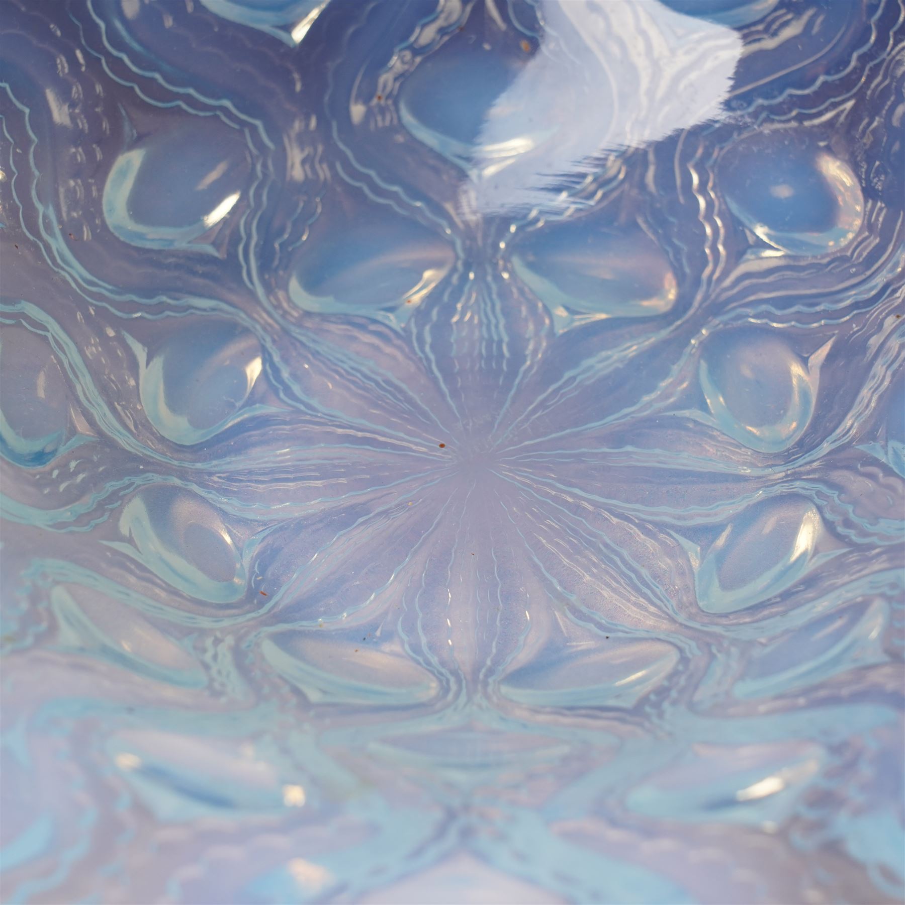 Lalique opalescent glass 'Bulbes' pattern shallow bowl marked 'R Lalique France' D25cm 
