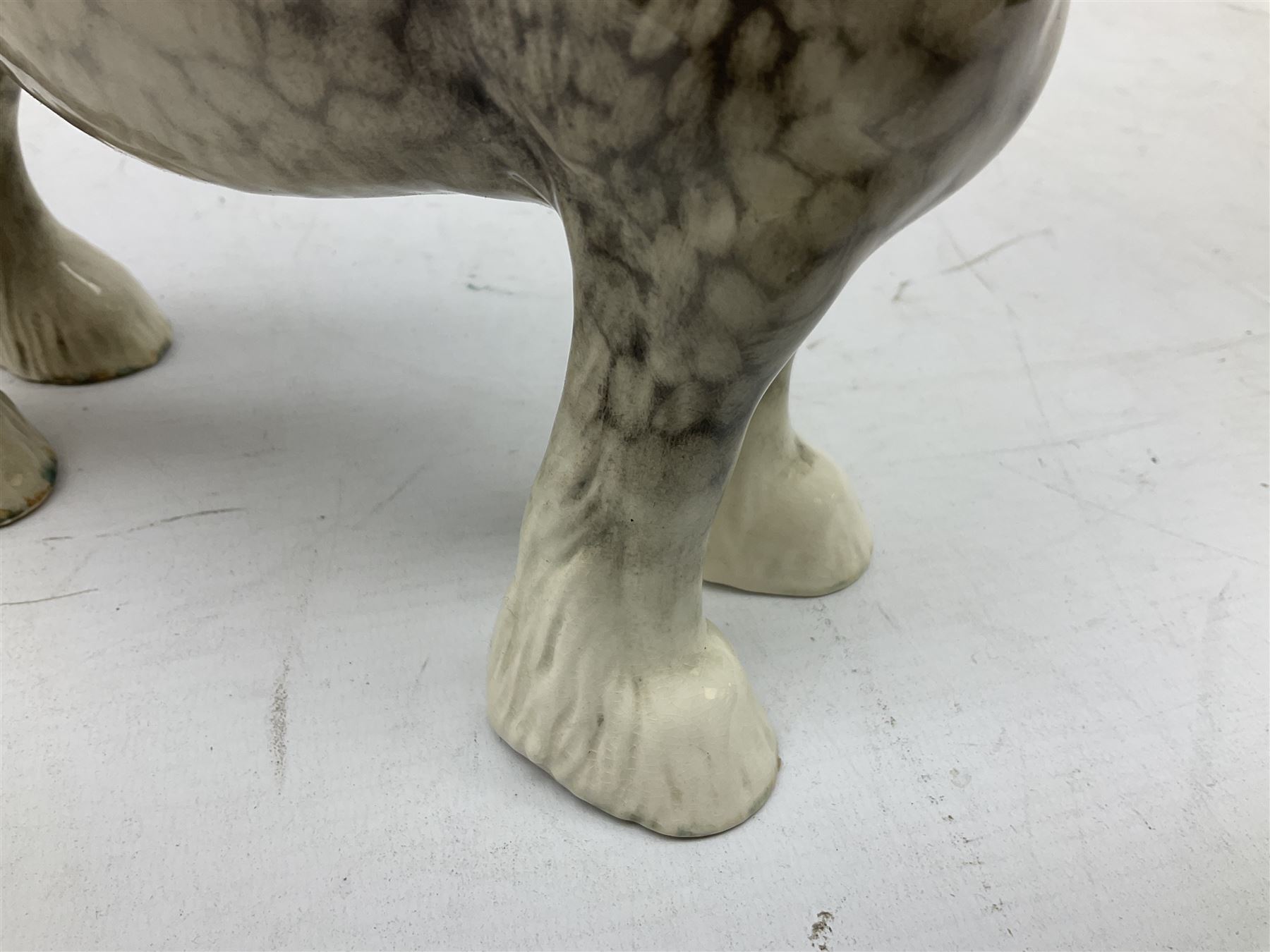 Beswick Shire horse in rocking horse grey no. 818, with printed mark beneath, H21cm