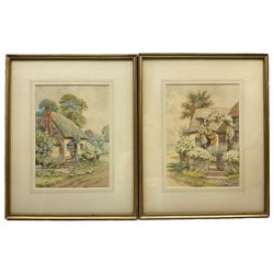 Alfred Hay (British 19th/20th century): Cottages in Somerset, pair watercolours signed, labelled verso 25cm x 17cm (2)