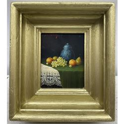 Franz Nowak (Austrian 1885-1973): Still Life of Fruit and Ginger Jar, oil on panel signed 10.5cm x 8cm