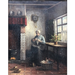 Albrecht Mulder (19th/20th century): Dutch Interior, oil on canvas laid on  board signed and dated '90, 49cm x 39cm