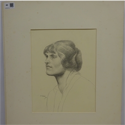  Derwent Lees NEAC (British 1885-1931): Bust Portrait of a Young Woman, pencil signed and dated '12,  30cm x 23cm (unframed) Provenance: by family decent from the collection of Francis Bate (1853-1950) a founder member treasurer and secretary of the New English Art Club    