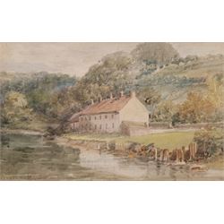Attrib. Weatherill Family (19th century): Waterloo Cottages 'Ruswarp', watercolour titled unsigned, later inscriptions verso 10cm x 16cm