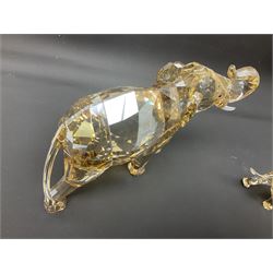 Swarovski Crystal, Asian elephants, Cinta designed by Elisabeth Adamer, comprising adult, calf and two certificates, adult H11cm