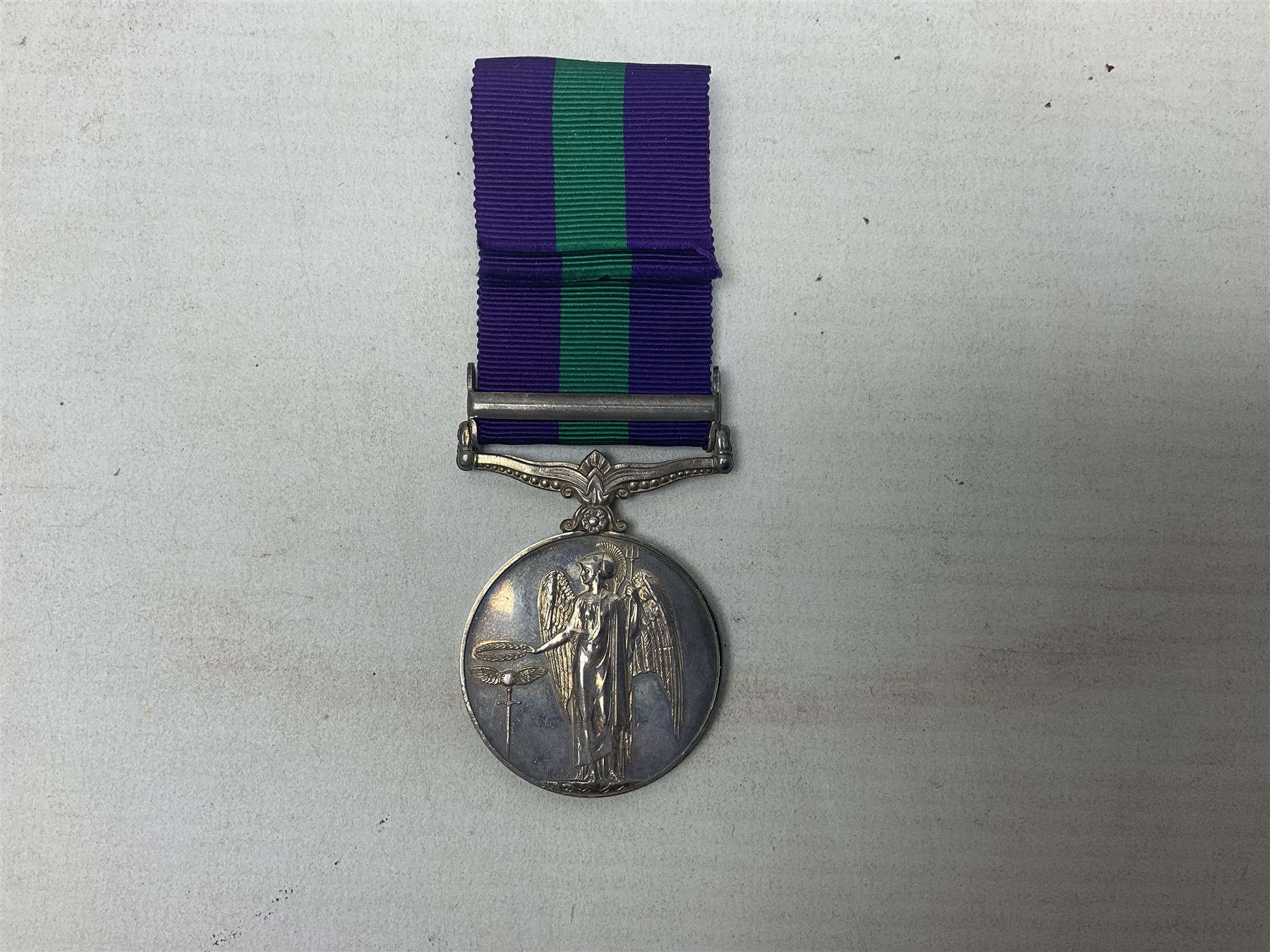 George VI General Service Medal with Palestine 1945-48 clasp awarded to 19117460 Pte. P. Tilmouth R. Lincolns; with ribbon