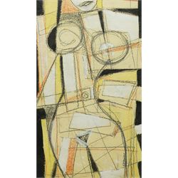Continental School (20th Century): Cubist Nude, charcoal and watercolour indistinctly sign...