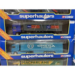 Corgi - sixteen 1:64 scale vehicles comprising ten Superhaulers; TY86650, TY86641, TY86661, TY86655, TY86652, TY87006, TY86605, TY87004, TY87002 and 59512; five Corgi Wheelz models comprising TY86636, TY86733, TY86815, TY87018, TY87019; with a further example from Saico 46601 (16)
