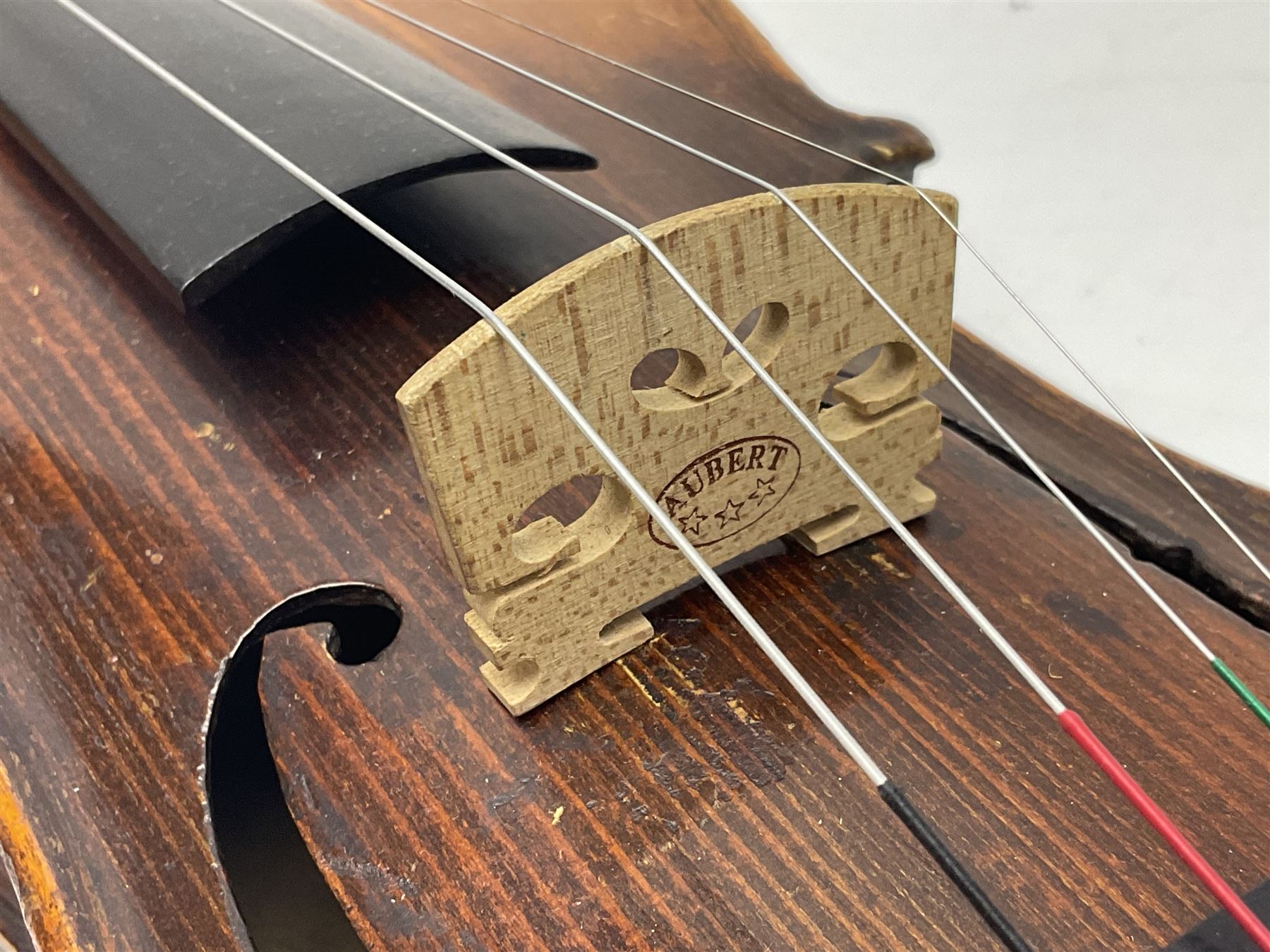 German trade violin c1900 stamped PAGANINI with 35.5cm two-piece maple back and ribs and spruce top L58.5cm overall; in carrying case; and another German trade violin for spares or repair; in carrying case (2)