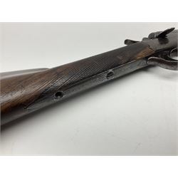 19th century needle-fire rifle, approximately .400 calibre, the 59cm flat-topped round to octagonal barrel marked Jas. Beattie 205 Regent Street London; engraved action and walnut stock with chequered fore-end L102cm overall