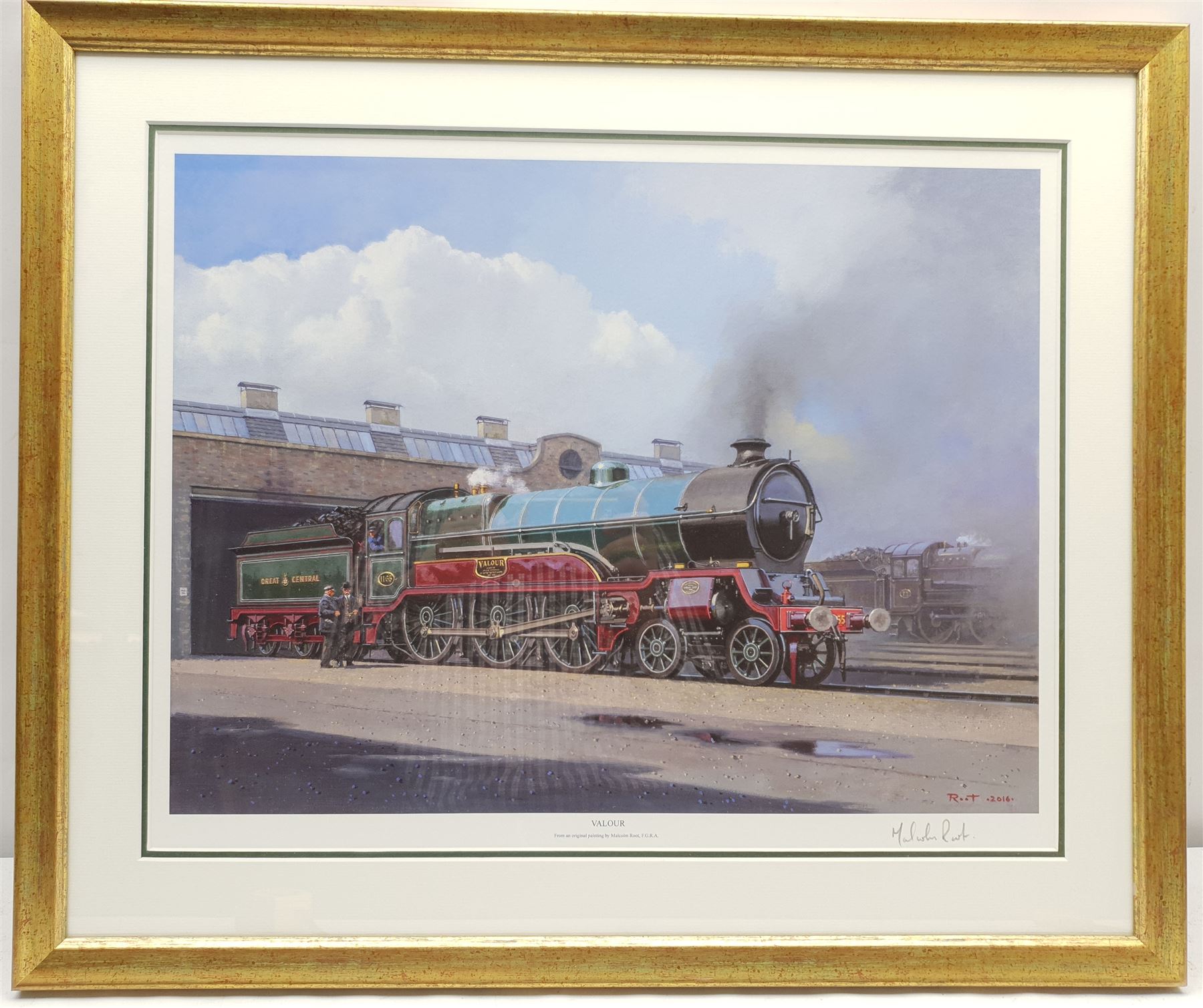 Malcolm Root (British 1950-): Great Central Locomotive 'Valour', colour print signed in pencil 41cm x 52cm
