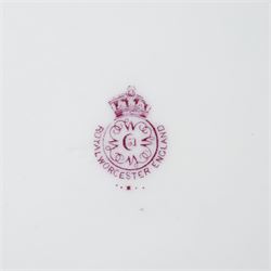 Royal Worcester Cabinet Plate, painted by Richard Sebright, the central panel decorated with fruit, within an elaborate gilt border on a cobalt ground, marked to base, D22cm 