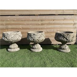 Set of three circular composite planters - THIS LOT IS TO BE COLLECTED BY APPOINTMENT FROM DUGGLEBY STORAGE, GREAT HILL, EASTFIELD, SCARBOROUGH, YO11 3TX