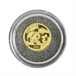 China 2008 1/20 ounce fine gold panda coin