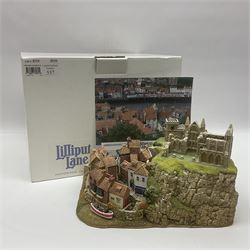 Lilliput Lane Whitby Harbour, limited edition 557/850, with certificate of authenticity and original box, H15cm