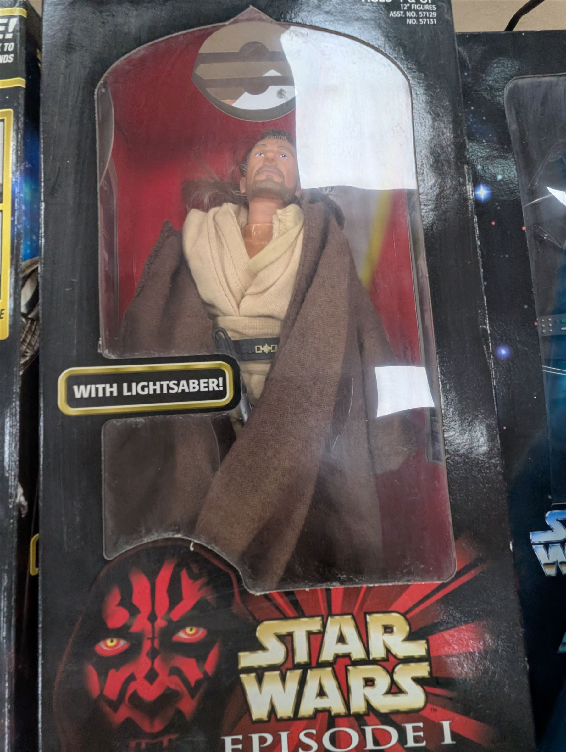 Star Wars figures and playsets, comprising Kenner Millennium Falcon, Galoob Micromachines Death Star, Kenner Dark Vador figure, Kenner Collectors Edition Storm Trooper, kenner Electronic Darth Vader and Hasbro Episode I Qui-Gon Jinn, all boxed and a collection of loose Star Wars figures and vehicles