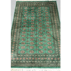  Bokhara green ground rug, geometric patterned field, 244cm x 158cm  