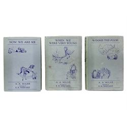 Milne, A A; E H Shepard (ill): three books, Winnie-The -Pooh, Now We are Six and When We Were Very Young, all published by Methuen & Co Ltn, London 