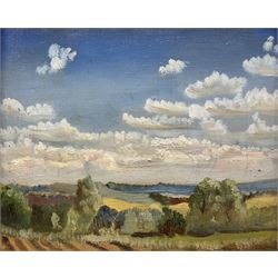 Attrib. James Dickson Innes (Welsh 1887-1914): Morning Clouds, oil on canvas unsigned 24cm x 29cm