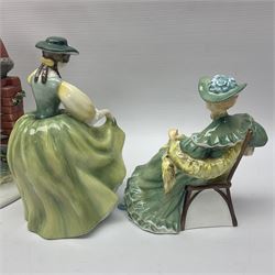 Two Royal Doulton figures, Buttercup HN2309 and Ascot HN2356, together with Capodimonte figure Hussar and His Lady 