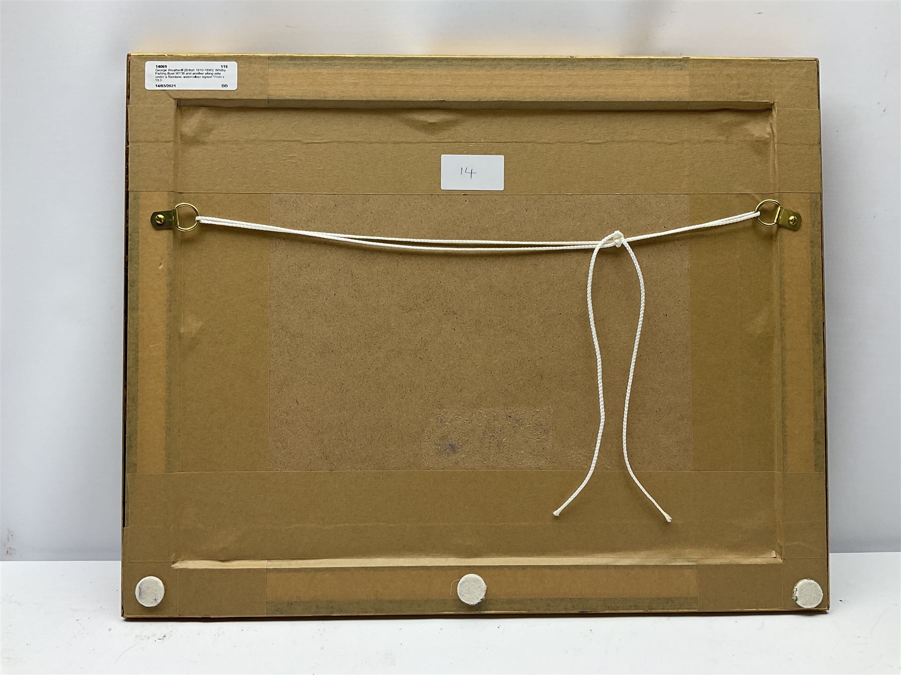 George Weatherill (British 1810-1890): Whitby Fishing Boat WY36 and another along side under a Rainbow, watercolour signed 11cm x 19.5cm
Provenance: part of an important single owner Weatherill Family collection