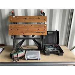Black&Decker Workmate 750 with belt sander, Worx electric screwdriver with corded jigsaw - THIS LOT IS TO BE COLLECTED BY APPOINTMENT FROM DUGGLEBY STORAGE, GREAT HILL, EASTFIELD, SCARBOROUGH, YO11 3TX