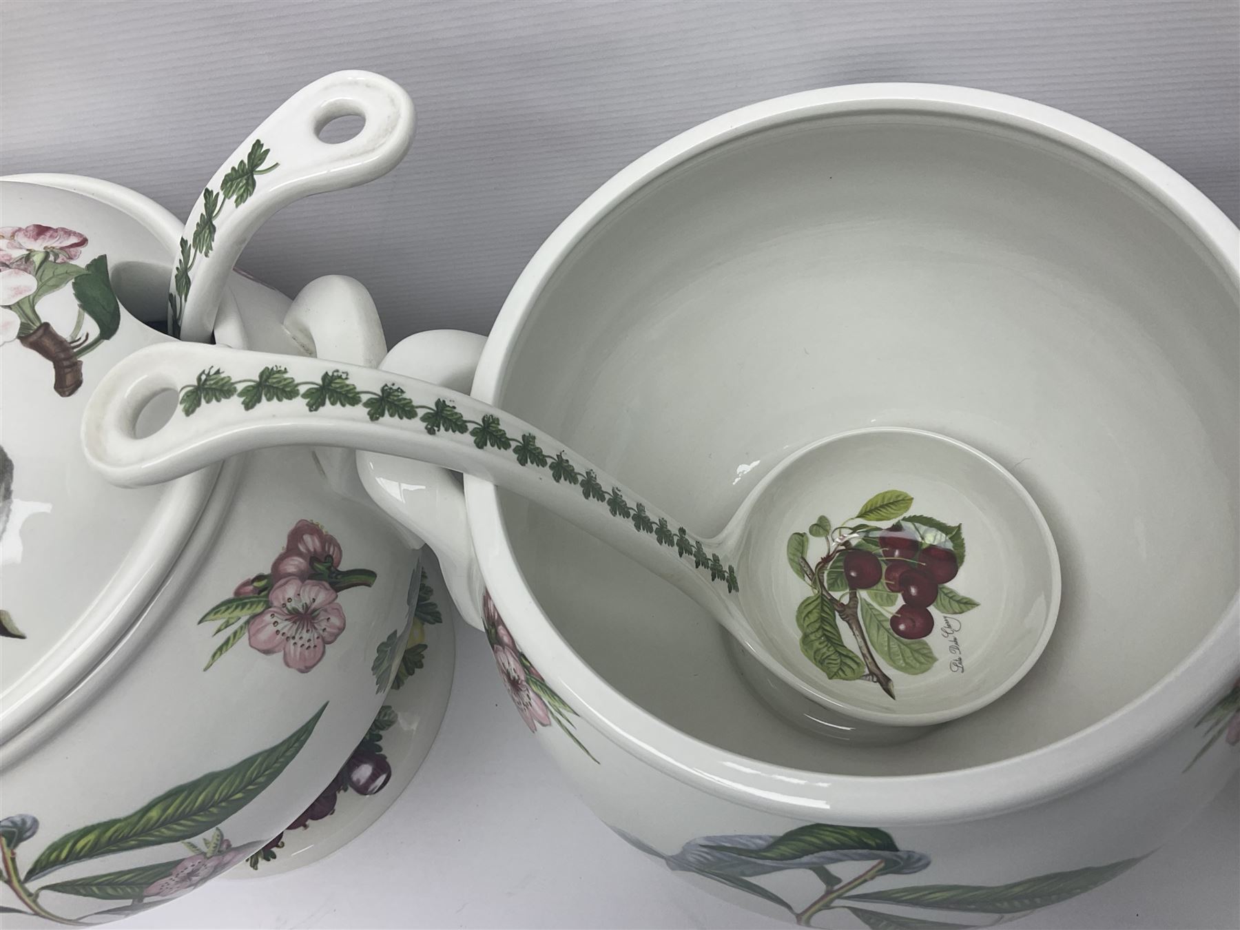 Three Portmeirion soup tureens with covers and ladles, together with vases, large bowls and other Portmeirion items