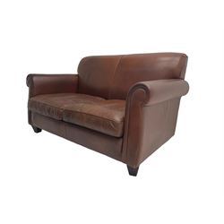 Laura Ashley - 'Exmoor' two seat sofa, upholstered in tan leather