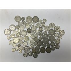 Approximately 480 grams of pre 1947 Great British silver coins, including half crowns, sixpence pieces, etc