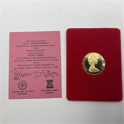 Queen Elizabeth II Isle of Man 1979 gold proof full sovereign coin, in holder with certificate