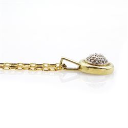 9ct yellow and white gold circular diamond pendant necklace, hallmarked 