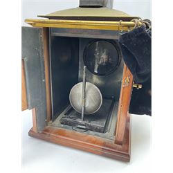 Victorian brass and mahogany 'Model C Challenge' magic lantern projector by J. Lizars, with long and short lenses, bears inset maker's plaque, L50cm excluding lenses (lacking burner)